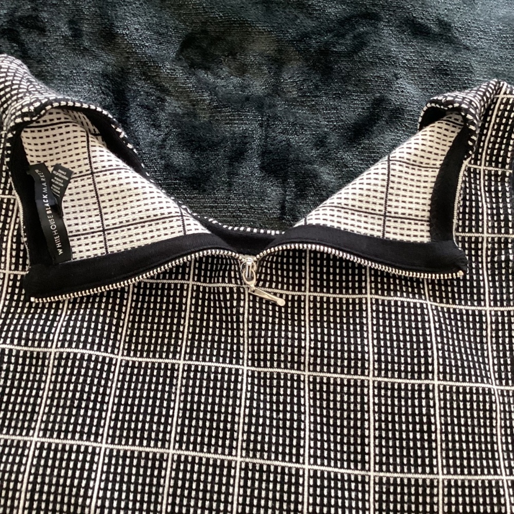WHBM women’s, white/ black check, L, peplum, pullover, 1/4 zipper, sleeveless - Picture 7 of 7